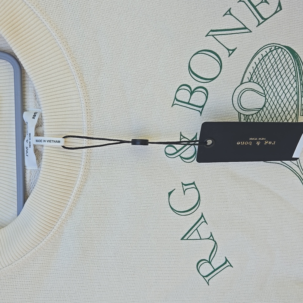 Rag & Bone Rb Raquet Sweatshirt in Ivory Size XS Nwt - Picture 4 of 5
